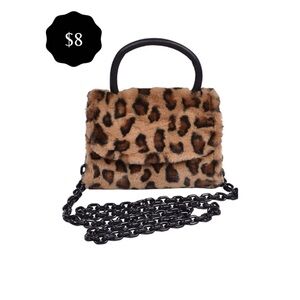 Leopard Print Faux Fur Handbag